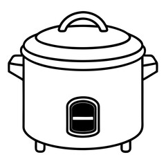 Minimal Rice Cooker Outline Vector