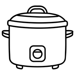 Minimal Rice Cooker Outline Vector