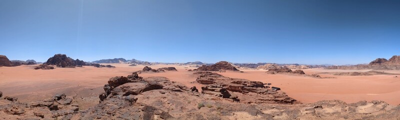 Wadi Rum Desert, Jordan. The red desert and Jabal Al Qattar mountain.Where some famous movies where shot,Star Wars,Lawrence of Arabia.