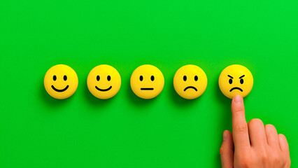 Set of playful feedback symbols with exaggerated expressions, symbolizing various emotional responses in a creative and friendly design style