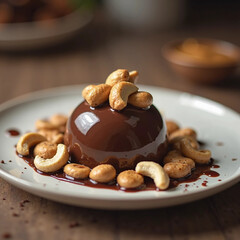 chocolate cake with cashew nuts