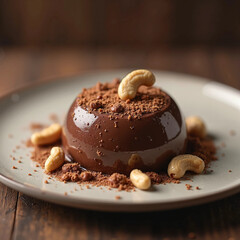 chocolate cake with cashew nuts