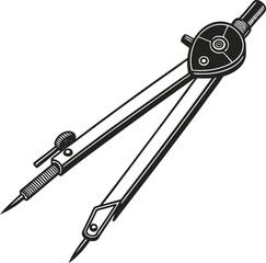 Isolated steel sword vector illustration and drafting compasses