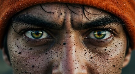 Intense Close Up of a Man's Eyes Expressing Determination and Focus