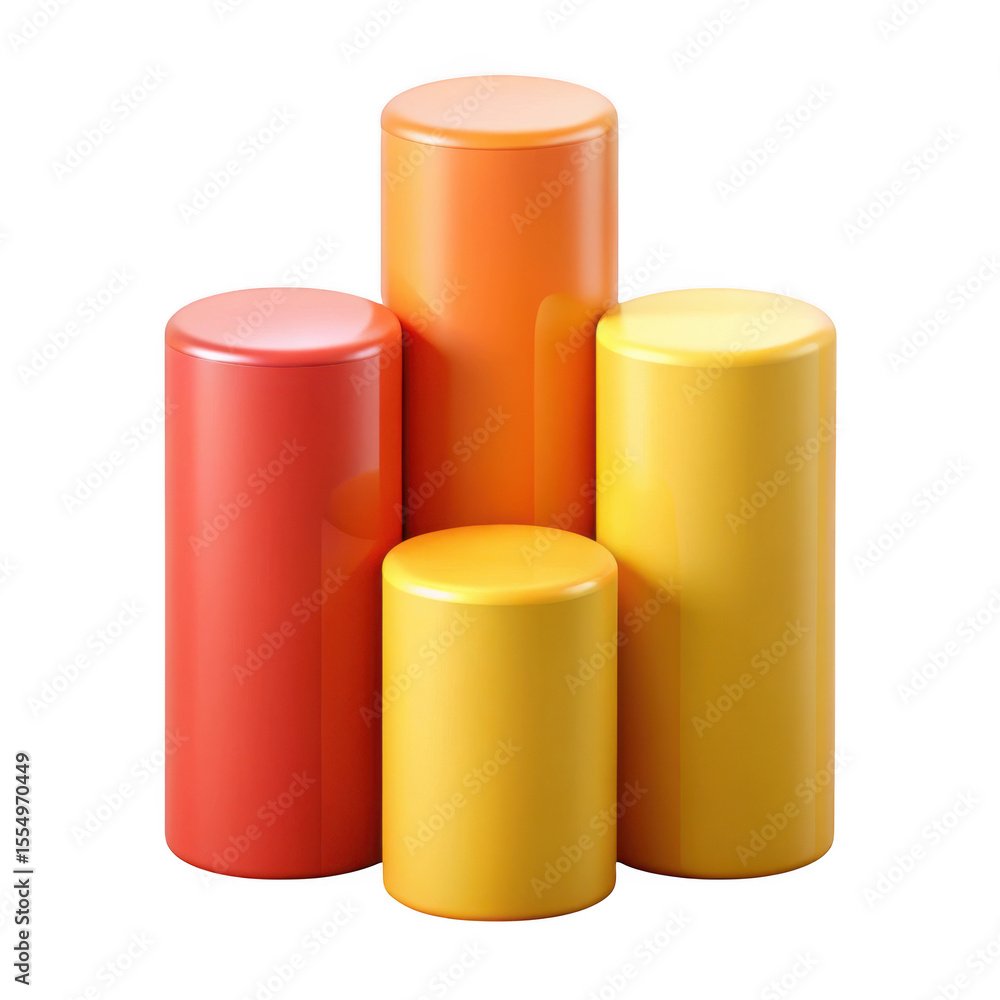 Wall mural 3d colorful cylinders product display stand isolated on transparent background