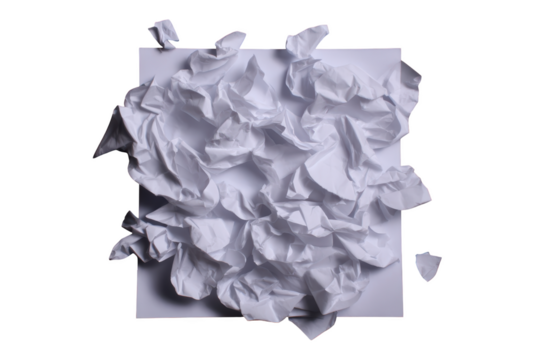 White crumpled paper texture background design abstract image art eco idea on transparent background