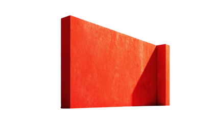Abstract red wall minimalist architectural design background image art on transparent background