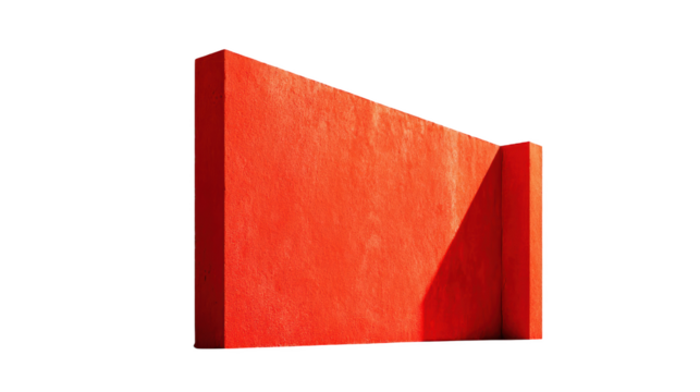 Abstract red wall minimalist architectural design background image art on transparent background