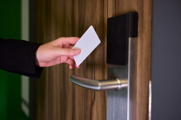 Gaining entry to a hotel room is made easy through a convenient key card system design