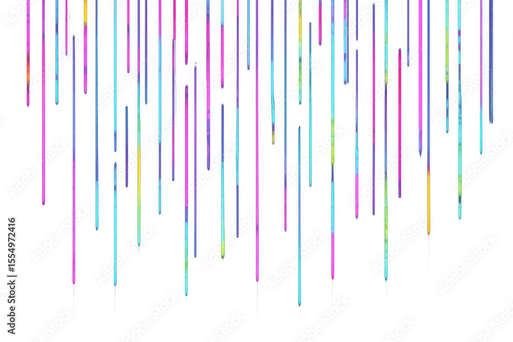 Poster colorful neon light trails falling on a transparent background, creating a vibrant and dynamic visua