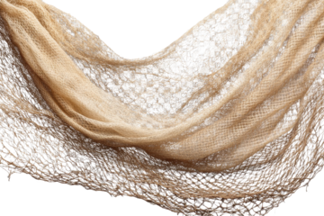 Fishing net isolated on transparent background for marine activities and oceanic themes, perfect for designs related to fishing, seafood, and aquatic life