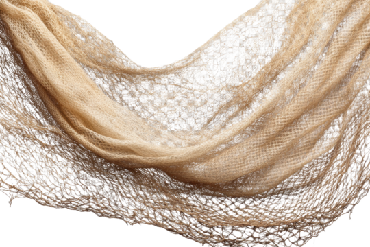 Fishing net isolated on transparent background for marine activities and oceanic themes, perfect for designs related to fishing, seafood, and aquatic life