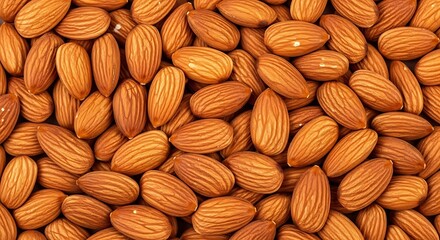 Closeup View of Many Brown Almonds Arranged Together Showing Texture and Detail of Each Nut nuts...