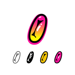 Logo number 0, graffiti numeral zero, set of four different art sign for your brand name design, vector illustration 10 EPS