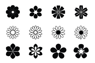 Modern Floral Silhouette Icon Set