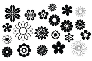Retro Floral Silhouette Vector Collection