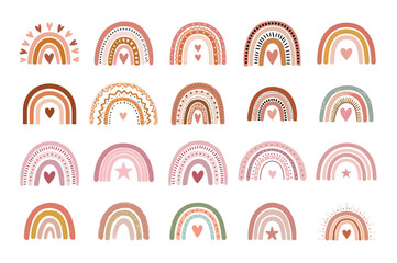 Boho Pastel Rainbow Clipart Set