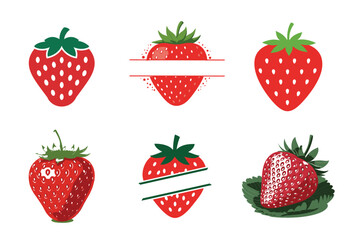 Sweet Strawberry Fruit Clipart Set