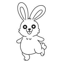 Obraz premium Cute Cartoon Bunny Rabbit Illustration with Playful Expression and Energetic Pose