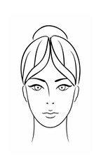 Continuous line drawing of a woman's face with bun hairstyle minimalist features