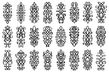 Abstract calligraphic vintage design elements. Line art ornamental decorative design elements.