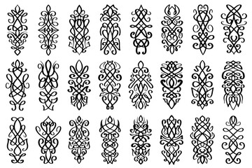 Abstract calligraphic vintage design elements. Line art ornamental decorative design elements.