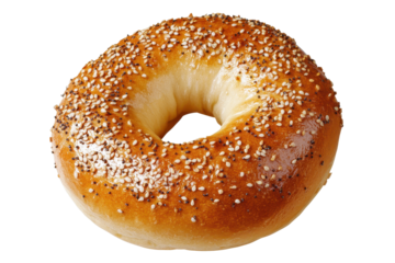 Delicious sesame seed bagel resting on a transparent background perfect for bakery menu or food photography showcasing breakfast items
