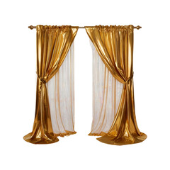 Elegant Gold and White Sheer Curtains with Draped Fabric