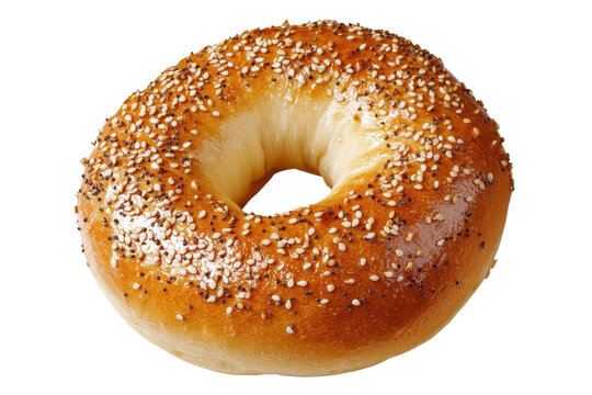 Delicious sesame seed bagel resting on a transparent background perfect for bakery menu or food photography showcasing breakfast items
