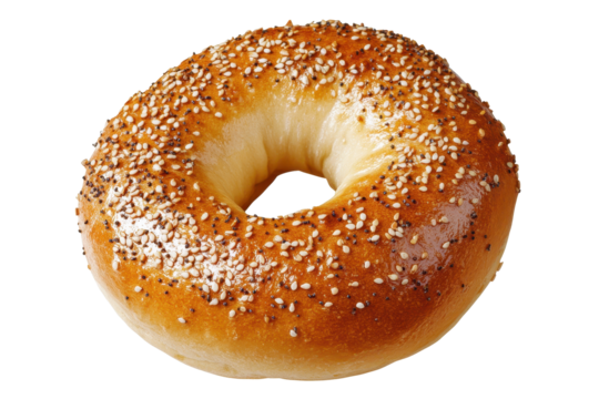 Delicious sesame seed bagel resting on a transparent background perfect for bakery menu or food photography showcasing breakfast items