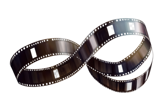 Film strip graphic with transparent background showcasing cinematic essence, ideal for movie-themed projects and digital designs