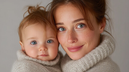 happy mother holding baby boy