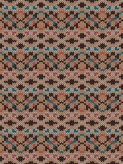 Knitted seamless pattern embroidery tribal native.Traditional Aztec,Navajo,Southwest and Mexican style.Sweater crochet vector geometric background.Design for fabric,clothing,wrapping,print,decoration.