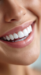 Obraz premium close up of young beautiful female teeth