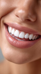 close up of young beautiful female teeth