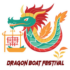 Obraz premium Energetic Paddlers in Traditional Dragon Boat Race
