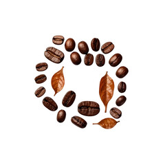 Aromatic Coffee Beans and Autumn Leaves in a Circular Design