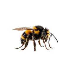 Close-up of a Bumblebee in Flight, Isolated on Transparent Background
