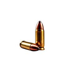 Two 9mm Parabellum Bullets on Transparent Background