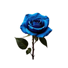 Single Blue Rose on Transparent Background Elegant Floral Photography