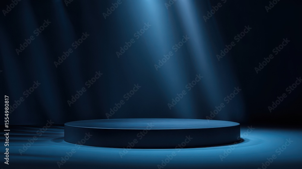 Poster stunning photo of dark blue stage podium 3d background product platform of empty scene presentation 