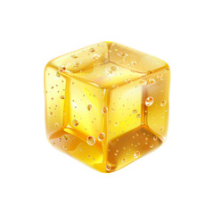 Obraz premium Golden Honey Cube with Water Droplets - 3D Render