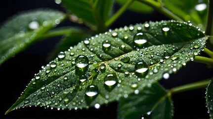 Drops on Leafy Plant
