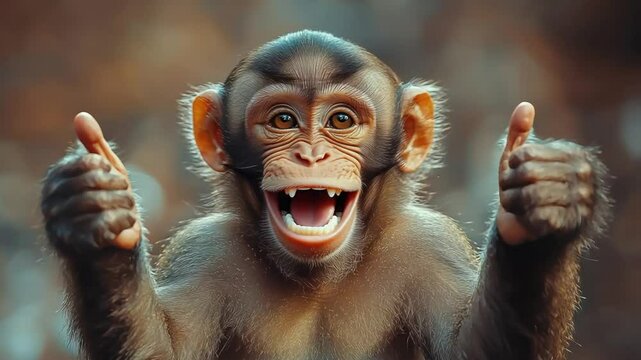 Playful Monkey Giving a Thumbs-Up