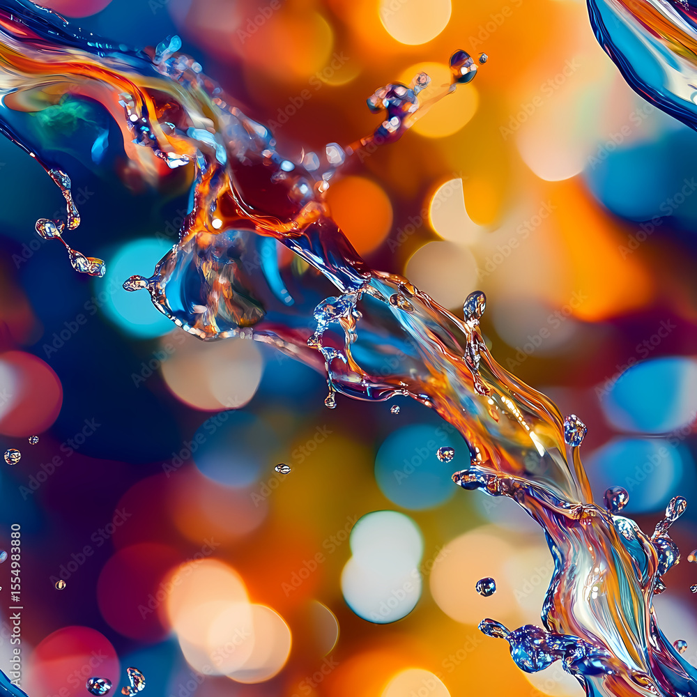 Poster colorful water splash creating vibrant patterns in bright background generative ai