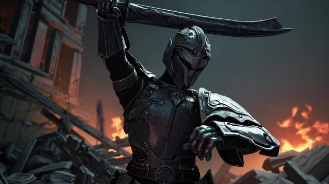 A warrior, in the style of digital illustration, set in post-apocalyptic battlefield, in a desperate atmosphere, wearing damaged armor Japanese manga style