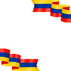 Colombia Flag Frame Ribbon Corner Border Illustration