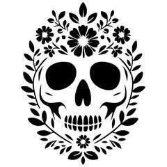 Flower skull silhouette