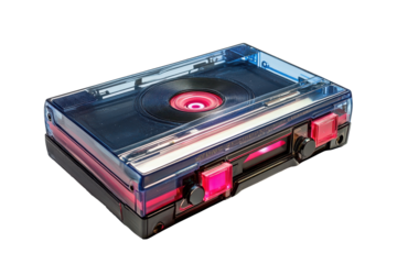Nostalgic cassette player graphic showcasing vintage design and retro technology with vibrant colors and unique features appealing to music lovers