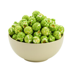 Fototapeta premium A bowl of green popcorn with unique textures and sweet coating